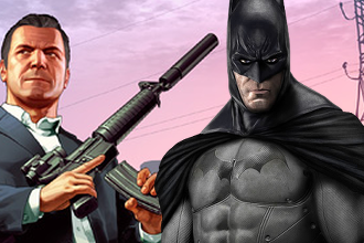 Bannière illustrant la concurrence entre GTA V et Batman: Arkham Knight Batman en termes de ventes