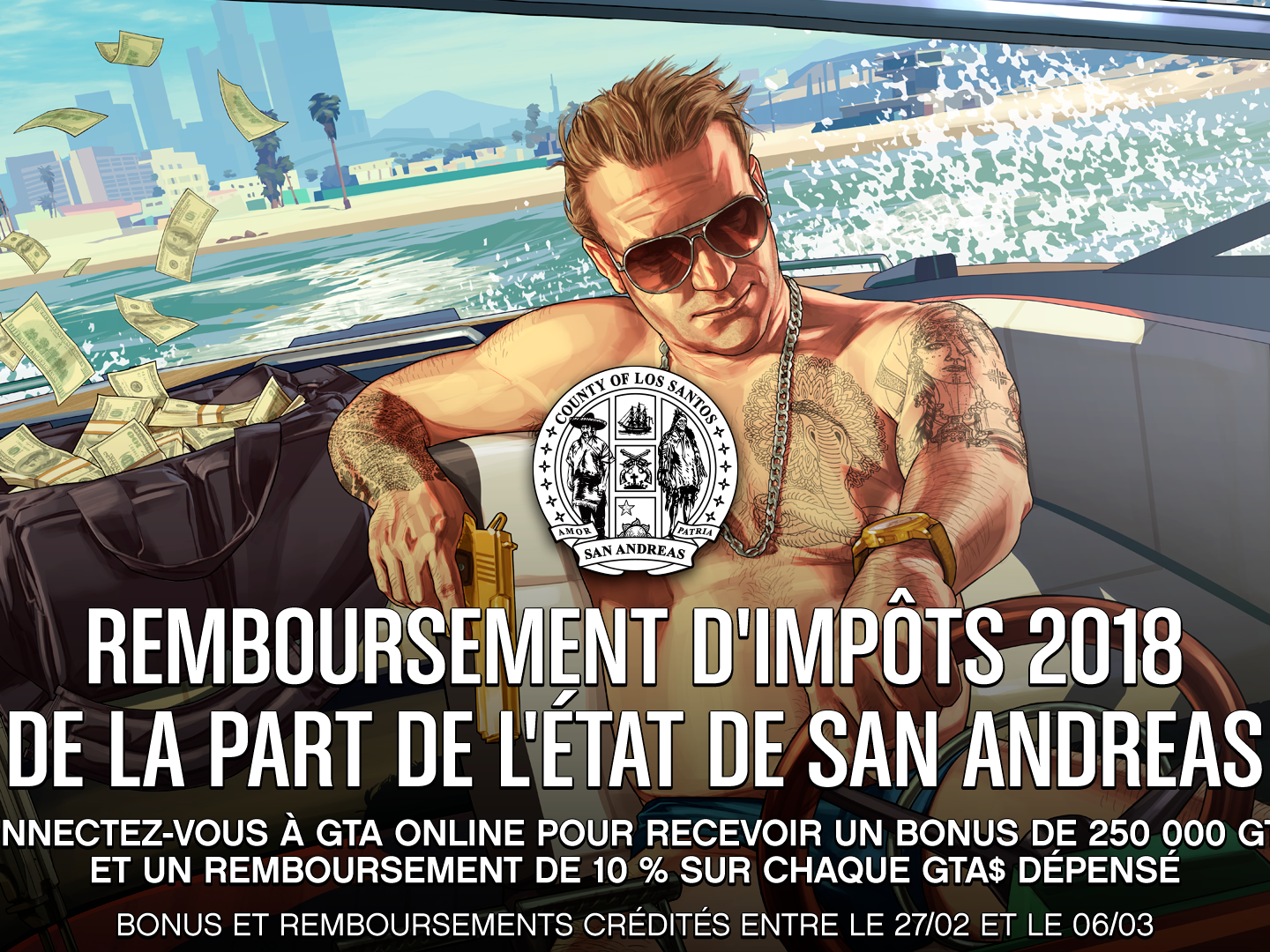 Rockstar Games va offrir 250.000 GTA$ aux joueurs de GTA Online