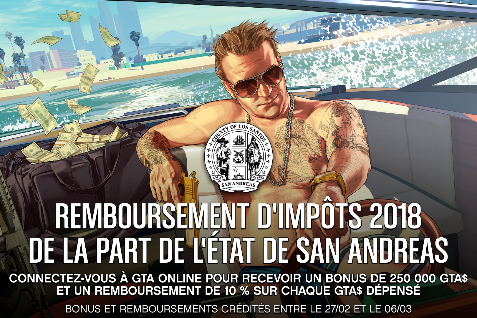 Rockstar Games va offrir 250.000 GTA$ aux joueurs de GTA Online