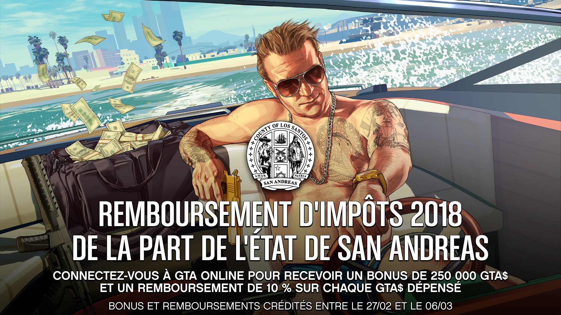 Rockstar Games va offrir 250.000 GTA$ aux joueurs de GTA Online