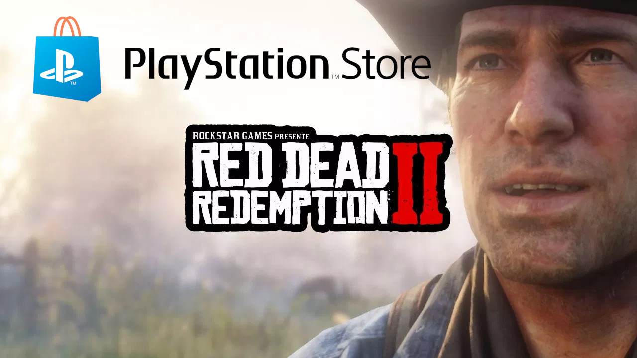 Image issue de la preview d'IGN montrant Arthur Morgan, le logo de Red Dead Redemption II et le logo PlayStation Store