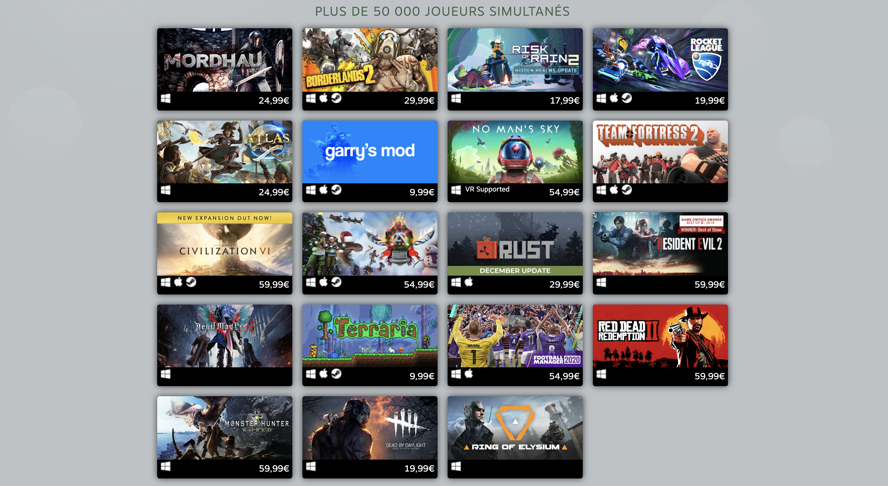 Top Jeux Steam Red Dead Redemption II 50000 joueurs