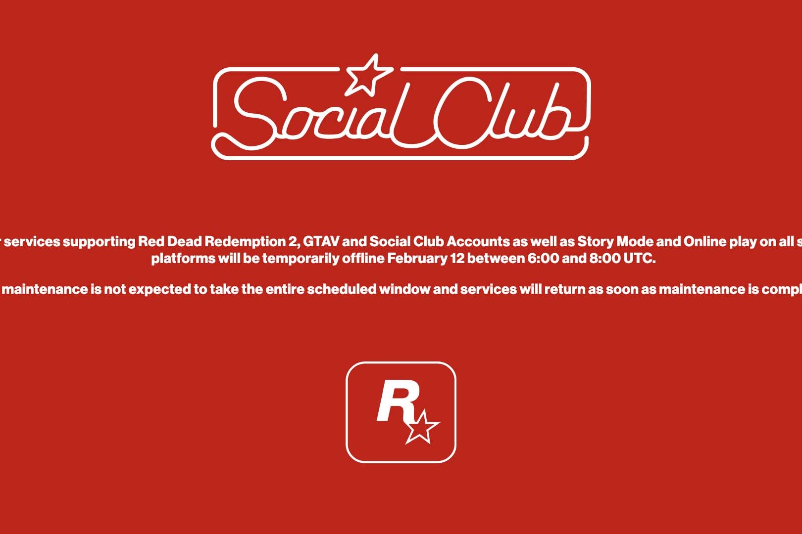 Maintenance Générale Serveurs Rockstar Games