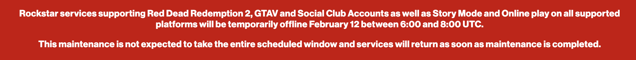 Maintenance Serveurs Rockstar Games