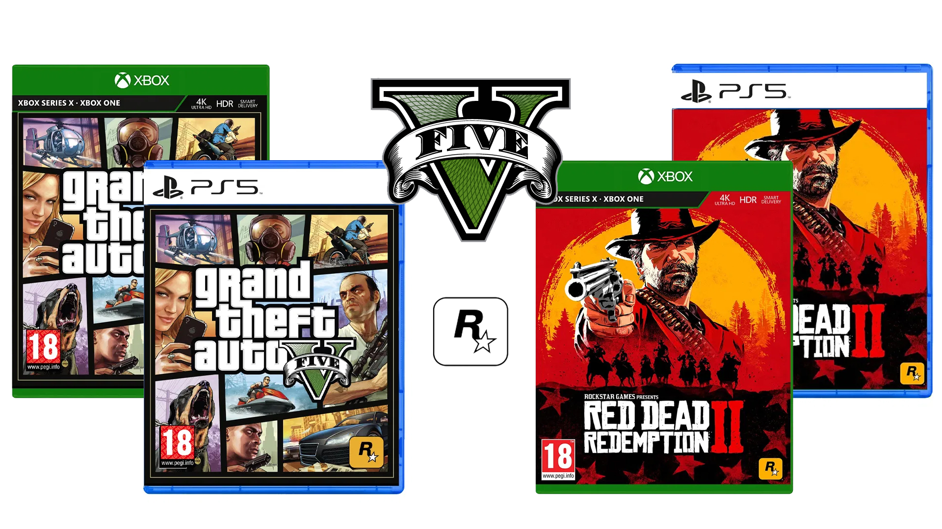 Jeux PS5 Xbox Series X GTA V Red Dead Redemption II