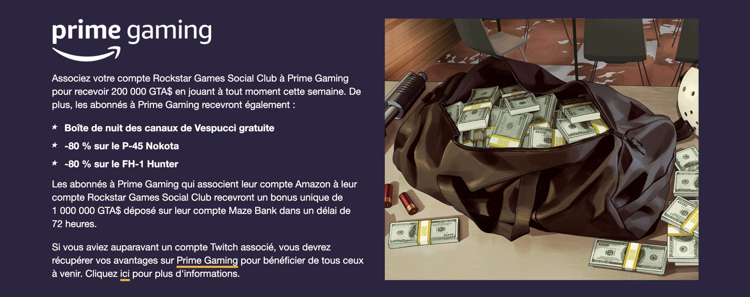 Prime Gaming GTA Online Semaine 15 Octobre 2020