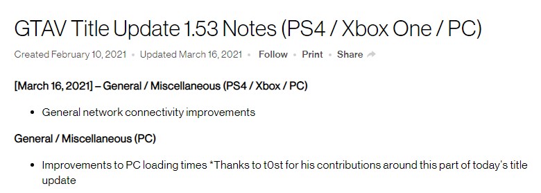 Title Update GTA Online - Améliorations PC