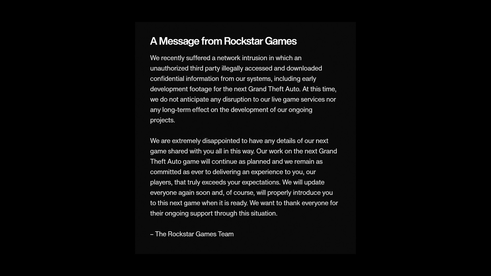 Réaction Rockstar Games