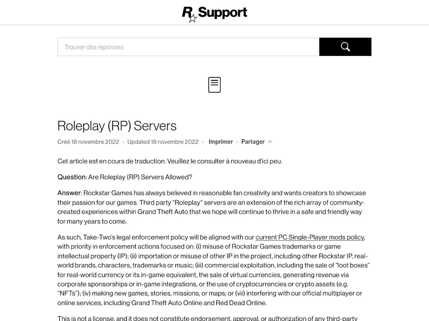 Rockstar s’exprime concernant les serveurs RP dérivés de ses jeux
