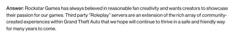 Paragraphe 1 concernant les serveurs RP en lien avec Rockstar Games