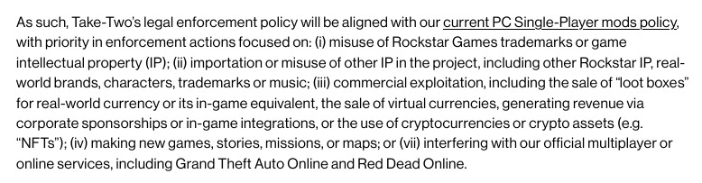 Paragraphe 2 concernant les serveurs RP en lien avec Rockstar Games