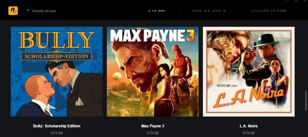 Ancienne version du Rockstar Games Launcher