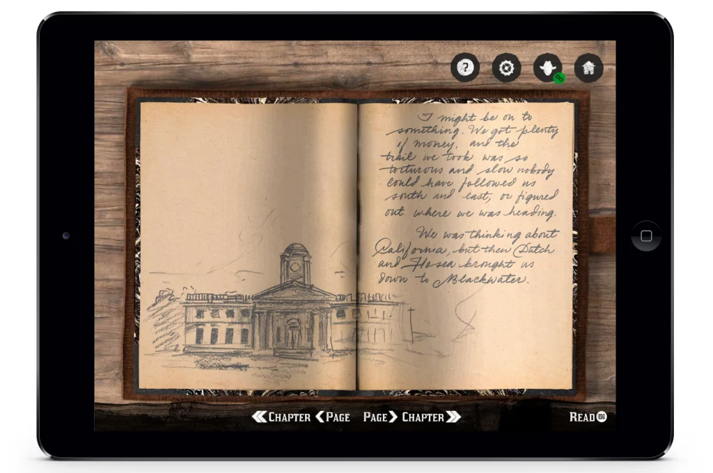 Capture d'écran officielle du carnet d'Arthur Morgan sur l'app compagnon de Red Dead Redemption 2