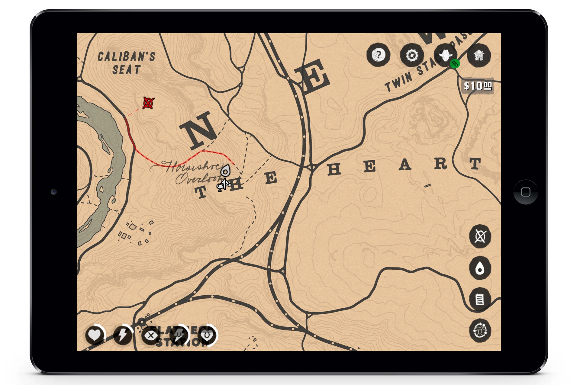 Capture d'écran officielle de la carte sur l'app compagnon de Red Dead Redemption 2