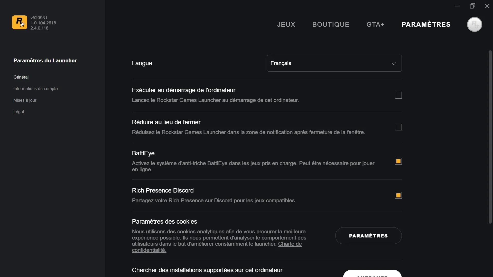 Discord Rich Presence sur le Rockstar Games Launcher