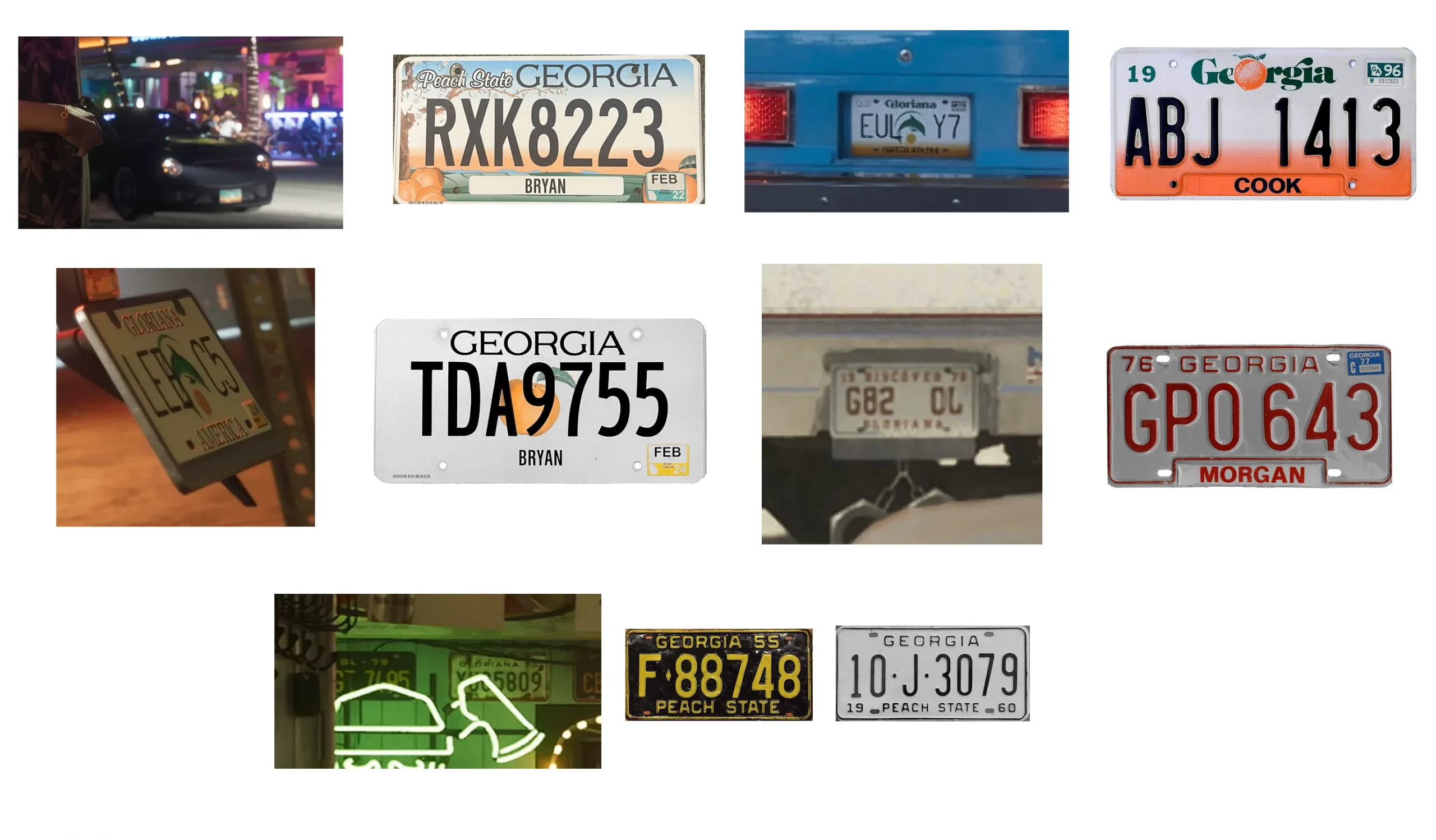 Les plaques à Gloriana comparé avec les plaques de la Géorgie