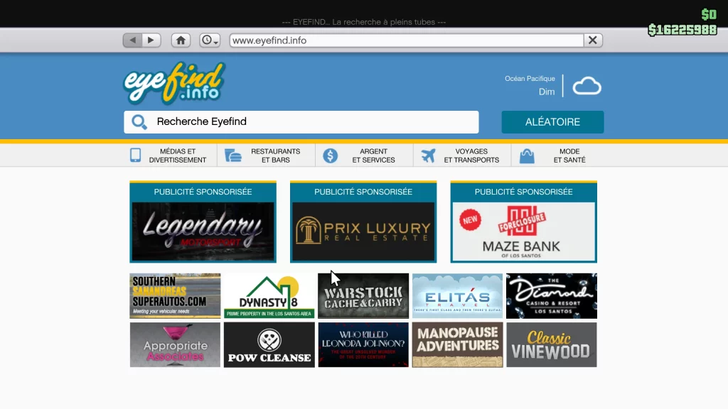 Page d'accueil du site web de GTA Online