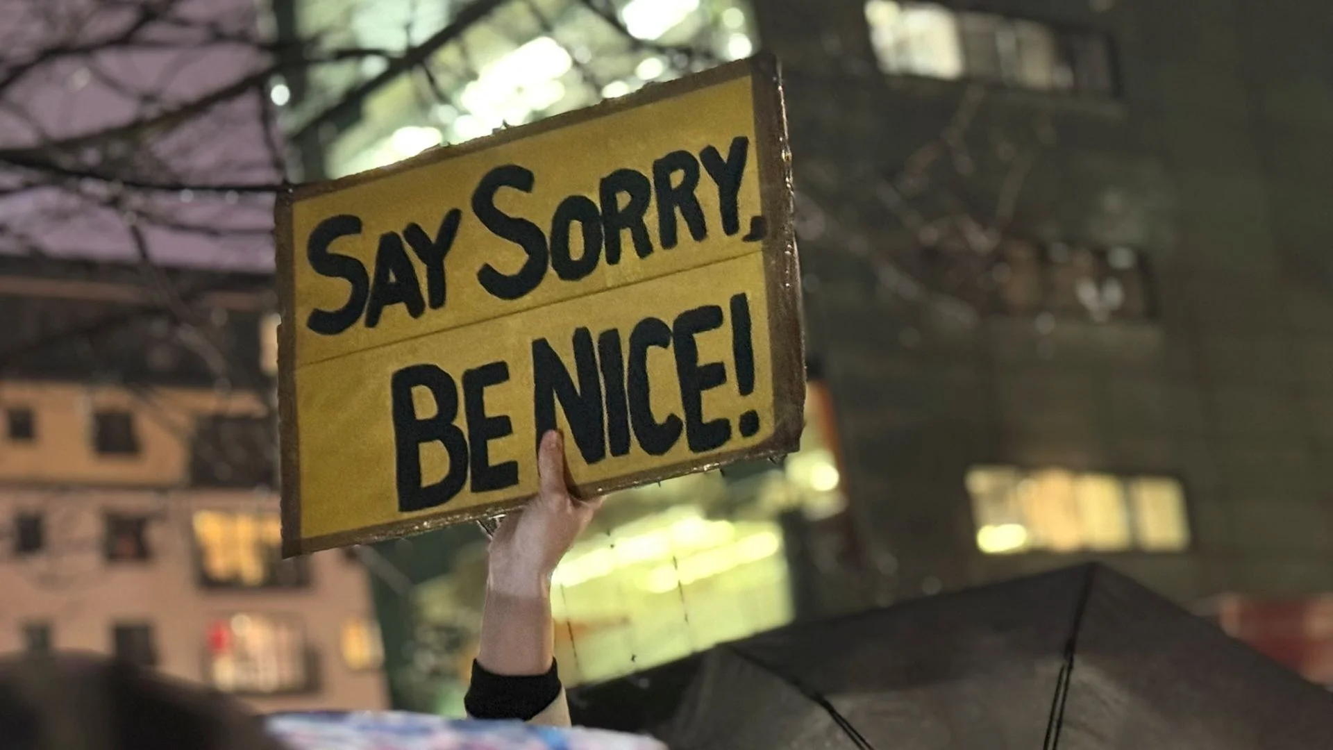 Say sorry be nice pancarte manif