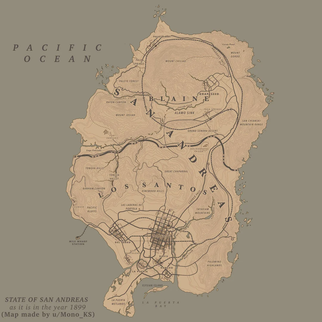La map de GTA 5 interprété pour RDR2 © Mono_KS