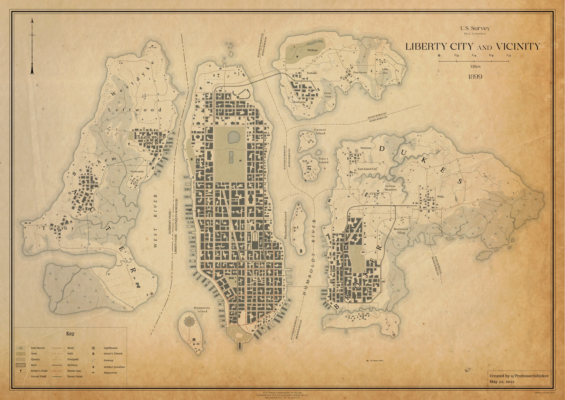 La carte de Liberty City en 1899 © ProfessorIshirkov