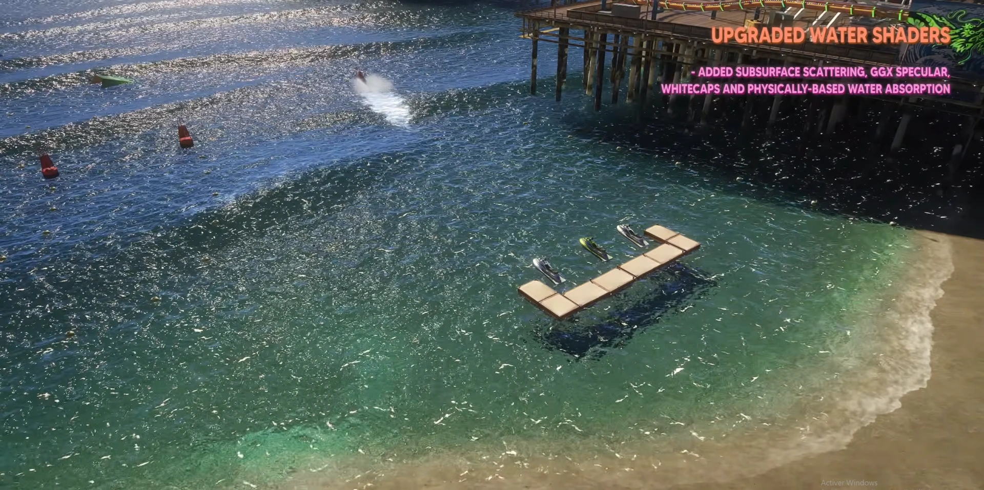 Capture en jeu de l'eau avec le NaturalVision Enhanced, issue du trailer © Razed Mods