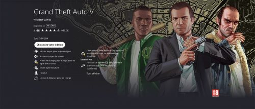 Fiche PlayStation Store GTA 5