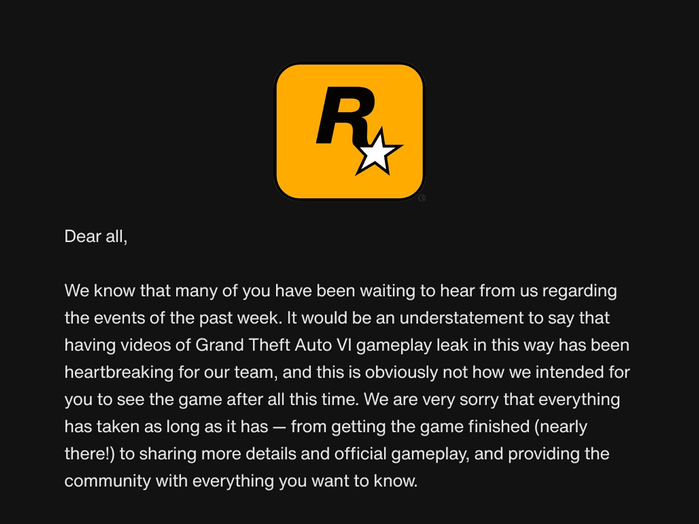 Déclaration Rockstar Games Leaks GTA 6