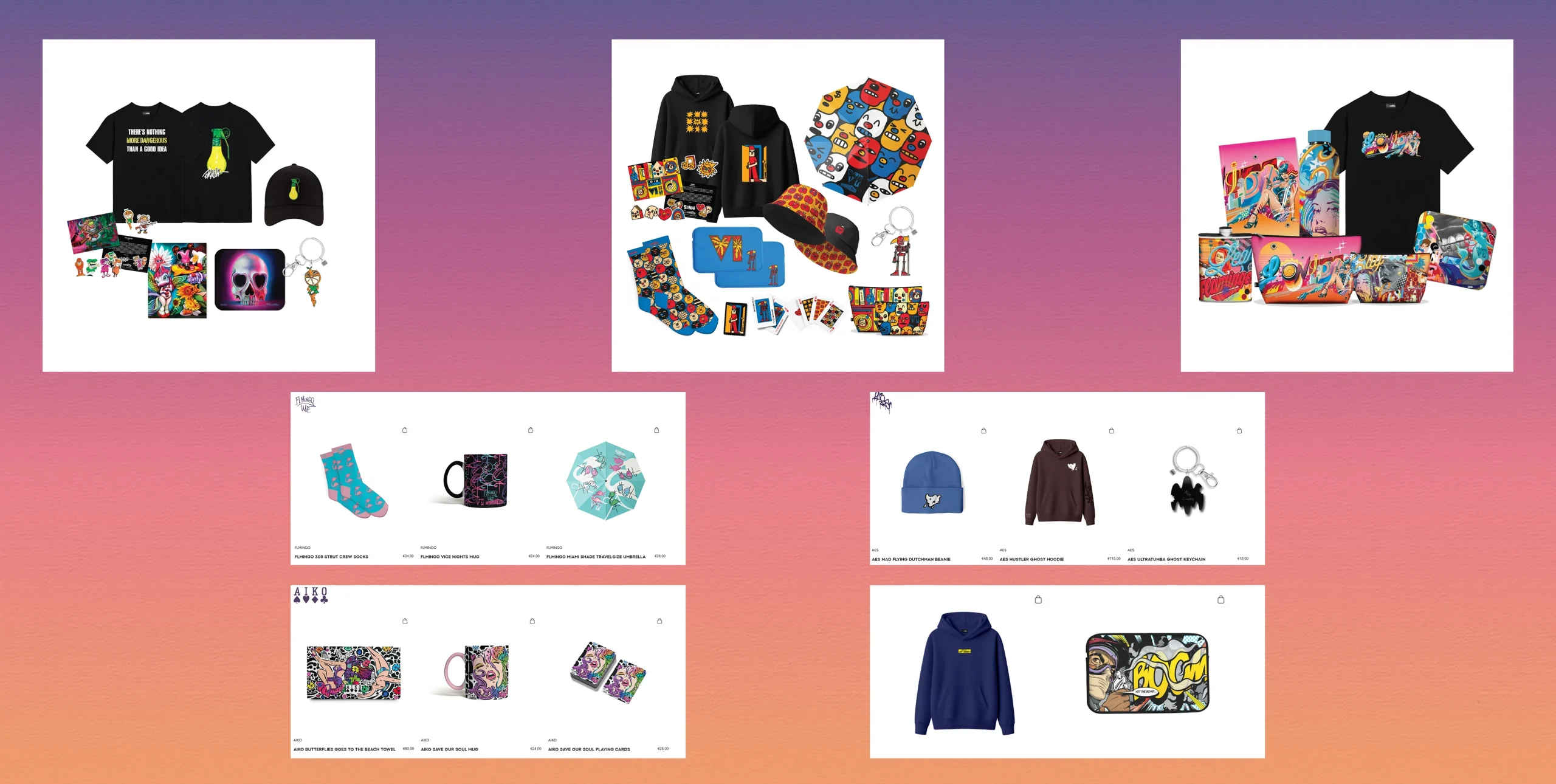 Les bundles par artistes (dans l'ordre) : RON ENGLISH ; SONNI ; TRISTAN EATON ; FLMINGO ; AES ; AIKO ; D*FACE